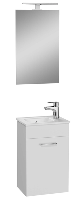 Vitra Meuble pour salle de bain avec miroir lavabo et éclairage Led Vitra Mia 39x61x28 cm, blanc brillant (MIASET40B)