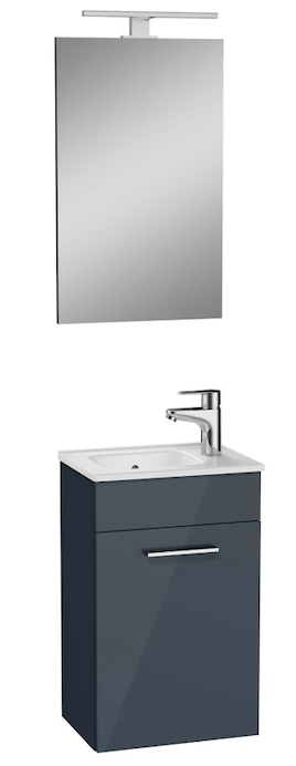 Vitra Meuble pour salle de bain avec miroir lavabo et éclairage Led Vitra Mia 39x61x28 cm, anthracite brillant (MIASET40A)