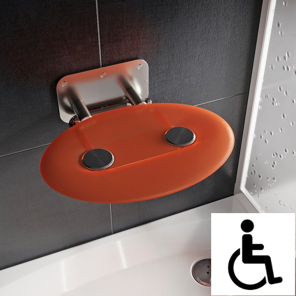 Ravak Ovo-P II-Orange siège de douche rabattable PMR pour cabine de douche (B8F0000050)