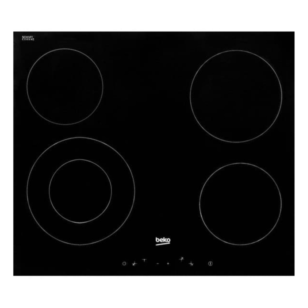 Beko Plaque de cuisson vitrocéramique avec 4 feux + double zone, fonction d'arrêt automatique 58x81cm, Noir (HIC64401)