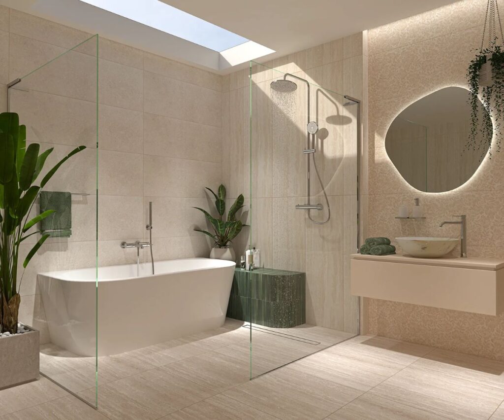 Salle de bain moderne avec baignoire